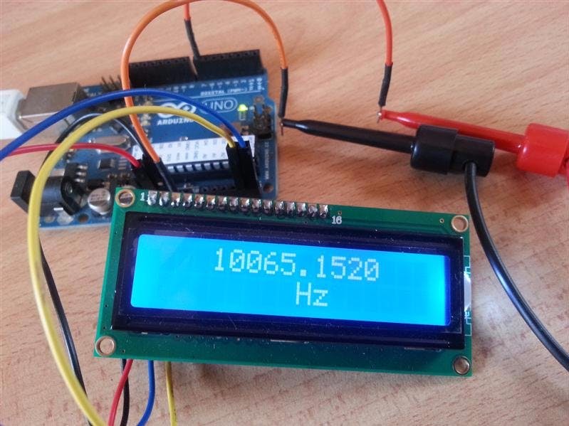 Arduino Frequency Counter with 16ร2 LCD Display Circuit Diagram